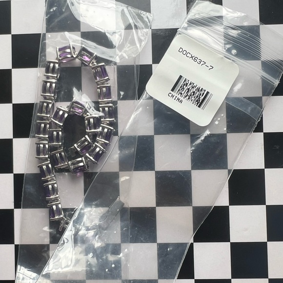 Purple Amethyst 💜 Rhodium Over Sterling Silver Bracelet - Picture 9 of 14